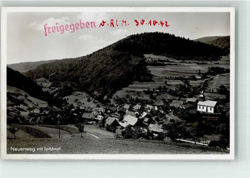 Neuenweg 1942 mit Ev. Kirche Zensurstempel