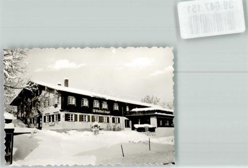 Ofterschwang Gasthof Engel Gasthaus Winter Schnee Ort handschriftlich Foto Original aus Archiv eines Ansichtskartenverlags