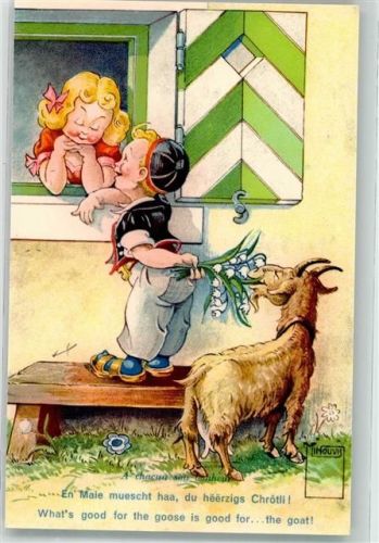 Junge Mädchen Maiglöckchen Ziege Serie Nr. 76