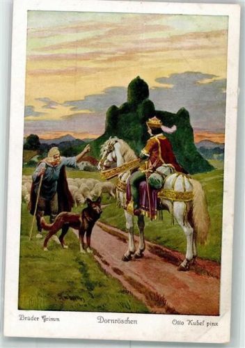 sign. Kubel Otto Hirte Schafe Hund Uvachrom Serie 140 Nr.3803