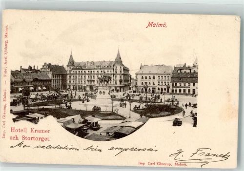 Malmö 1901 Denkmal Marktszene Hotel Kramer