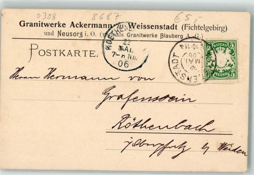 Weißenstadt 1906 Granitwerke Ackermann