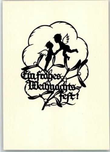 Scherenschnitt Weihnachten Zwei Engel beglückwünschen sich zum Fest Hessischer Heimatverlag Chlodwig Rinck