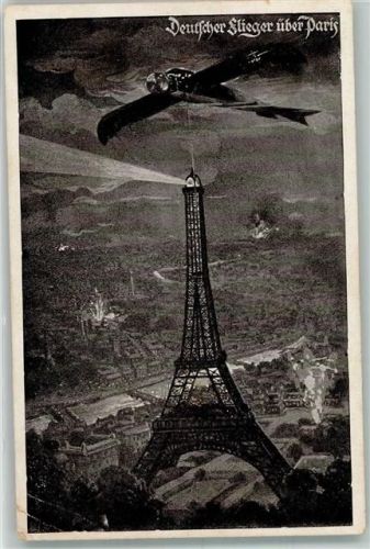 Paris Deutscher Flieger Eiffelturm Luftflottenverein 1918 Künstlerkarte