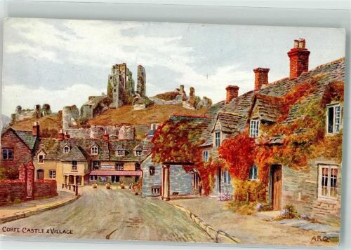 Swanage 1956 sign. A.R.Q. Schloss Corfe Castle Warham