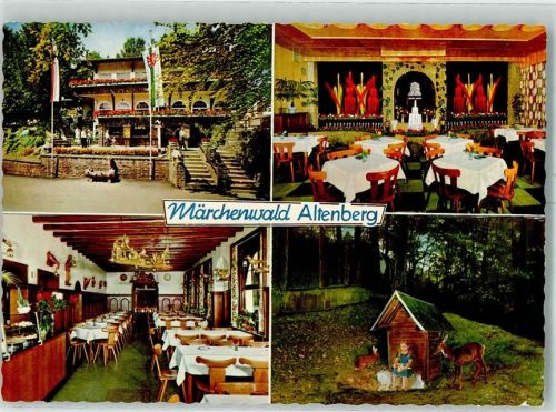 Altenberg Terrassen Waldrestaurant Gasthaus Deutscher Märchenwald Brüder Grimm Ehrenhalle Die tanzenden Fontänen Gastraum Fahnen Puppe Reh