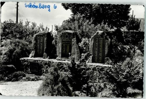 Schönberg Denkmal 3 Gedenksteine Ort handschriftlich Foto Original aus Archiv eines Ansichtskartenverlags