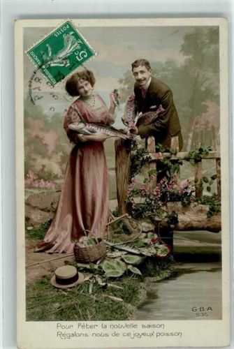 1913 Frau Mann Fisch Angel G.B.A. 535