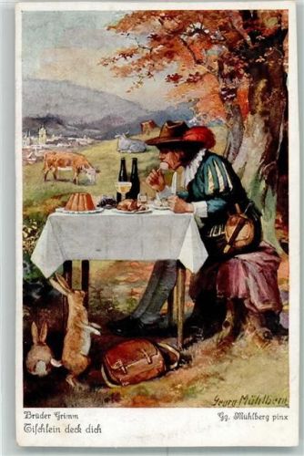 sign. Mühlberg Georg Hasen Kühe Brüder Grimm Uvachrom Serie 267 Nr.4529
