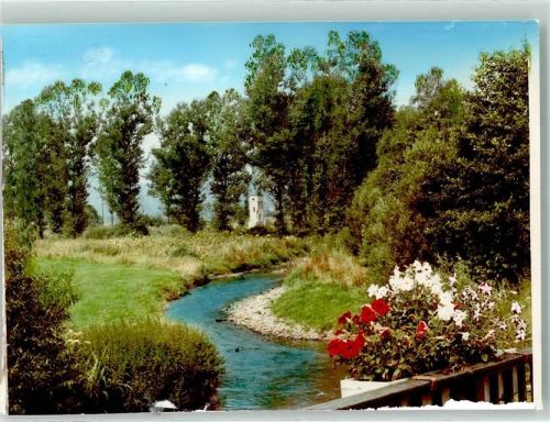Nunkirchen Turm Bach Blumen Ort handschriftlich Foto Original aus Archiv eines Ansichtskartenverlags
