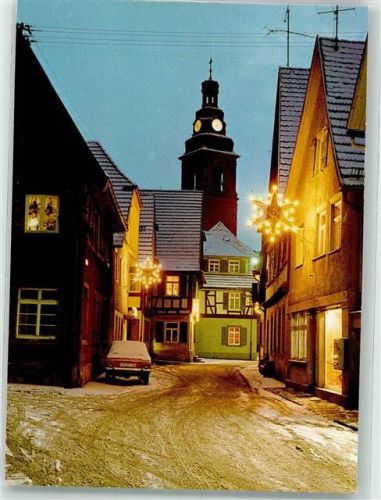 Haslach Fachwerkhäuser mit Kirche St. Arbogast bei Nacht Fotograf Grüninger