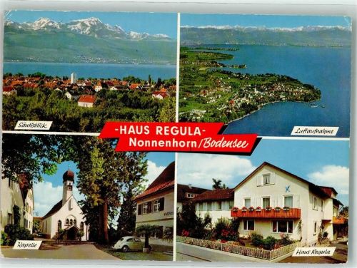 Nonnenhorn 1969 Pension Regula Kirche VW Käfer Fliegeraufnahme