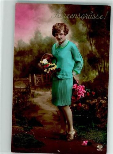 Nr. 7517/2 Frau Mode Blumen Herzengrüsse