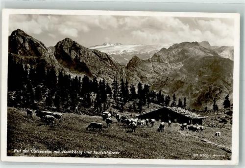 Gotzenalm 1943 mit Hochkönig und Teufelshörner Fotograf Ammon