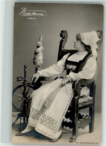 1906 Berta Morena als Senta Tracht Spinnrad Verlag Jos.P. Böhm