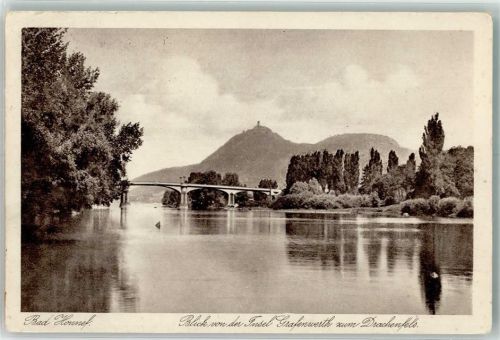 Bad Honnef Blick v.d. Insel Grafenwerth zum Drachenfels