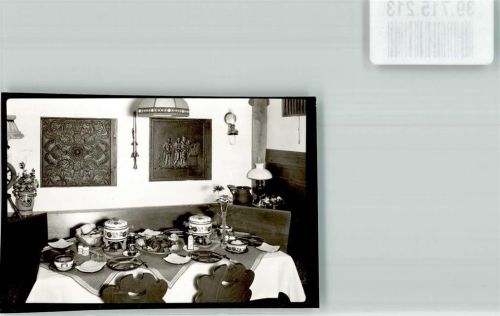Morlesau Hotel Pension Nöth gedeckter Tisch Wandbild Spinnrad Lampe Ort handschriftlich Foto Original aus Archiv eines Ansichtskartenverlags