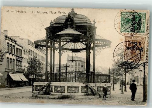 Verviers 1916 Le Kiosque Place Verte Briefmarke Bildseite