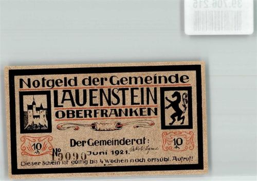 Lauenstein 1921 10 Pfennig
