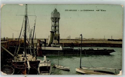 Bruges 1915 Wasserturm Hafen Zee-Brügge Feldpost WK I 2.Art.Munitions-Kolonne XV.Armee-Korps