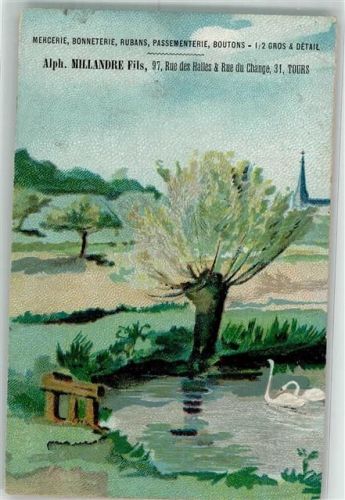 Tours Eine Weide am Ufer eines Schwanenweihers Werbung für Alph. Millandre Fils Kurzwaren