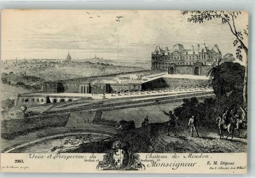 Meudon Schloss nach Stich auf AK