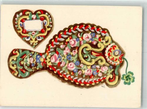 Verlag J.V.W. Kunstkarte Nr. 44 Fisch und Herz