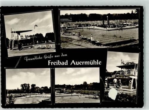 Leverkusen 1966 Schwimmbad Foto AK