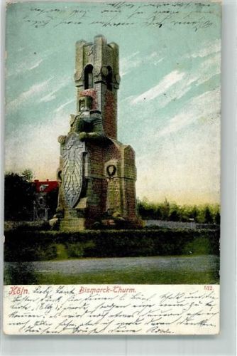 Köln Marienburg 202 1904 Denkmal Bismarck Turm Bahnpost Kön-Frankfurt Zug 381