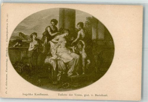 1900 sign. A. Kauffmann Gemälde : Toilette der Venus Verlag Ackermann Nr. 193