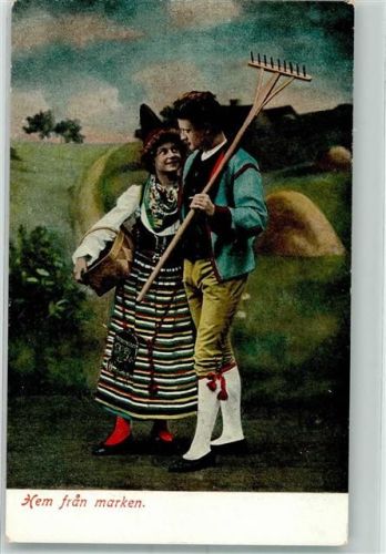 1904 Verlag A.V. Kbh. Eneret Serie 4/5 Bauern Rechen Liebespaar