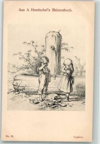 Nr. 33 Unglück Krug zerbrochen Kinder weinen am Quellbrunnen Verlag Martin Rommel