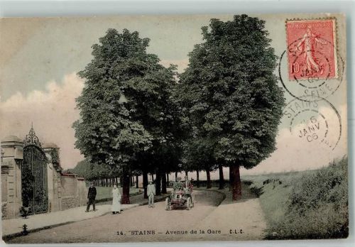 Stains 1906 Avenue de la Gare Auto Oldtimer Briefmarke Bildseite