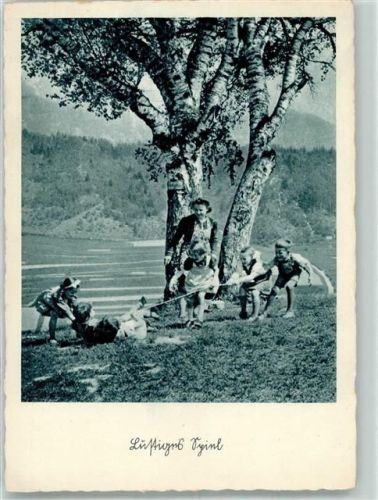Lustiges Spiel Kinder beim Seilchenziehen unter Birken Verlag Hoffmann, Heinrich Nr. 2062