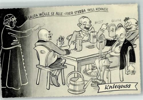 Humor Bischof Bierkrug Knieguss