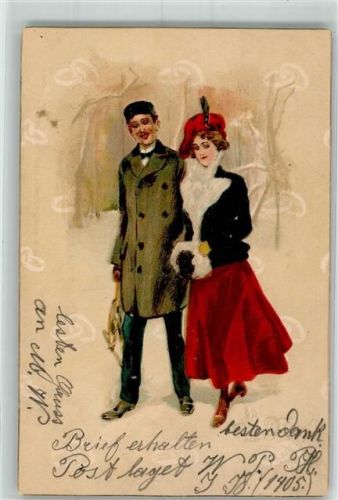 1905 Winter Frau Muff Schlittschuh