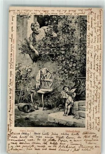 1904 Ständchen Amor Geige Frau F.A.Ackermann`s Kunstverlag No.1208