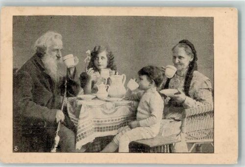 1918 Kaffee Geschirr Opa mit langer Pfeife