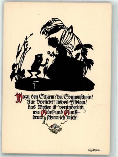 Elfe sign. Plischke Georg Poesie Scherenschnitt