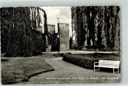 58706 W5750 Menden Sauerland 1953 Foto AK Denkmal Ehrenmal