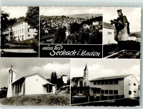 Seckach Rathaus Statue Ev. Kirche Kirche St. Sebastian Fotograf Alfred Dittmann
