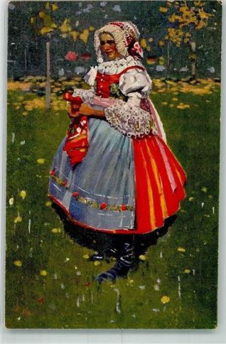 sign. Uprka Joza Einen Schal binden Junge Frau aus Petrova Josef Pilhart Serie IV. C. 7.