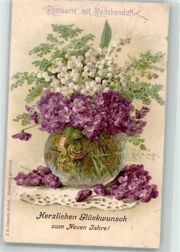 1903 Veilchen Neujahr sign. de Longpei Paul