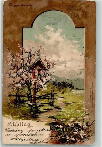1903 sign. Guggenberger Frühling Wegekreuz
