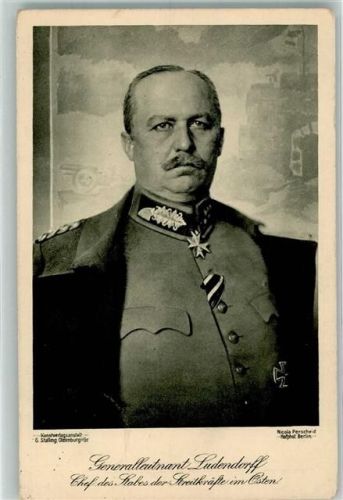 1915 Der Chef der obersten Heeresleitung Erich Ludendorff in Uniform Eisernes Kreuz Fotograf Perscheid Wohlfahrtskarte Verein deutscher Sanitätshunde WK I