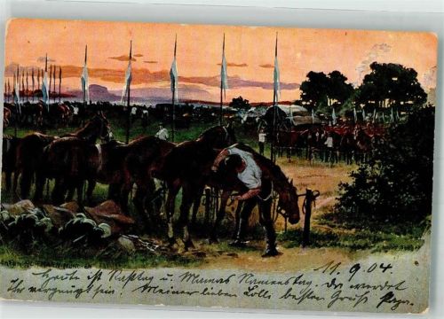 1904 Abgesessene Kavallerie des deutschen Kaiserreiches in der Dämmerung