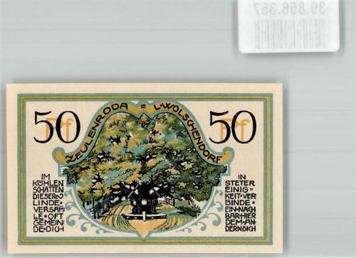 Zeulenroda 1921 50 Pfennig Linde von Wolschendorf