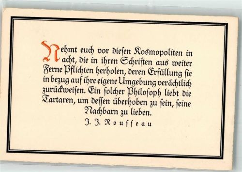 Zitat eines Ausspruches von Rousseau Klingspor-Karte Nr. 547
