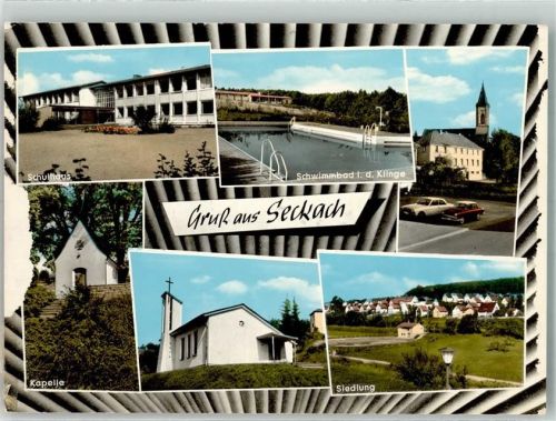 Seckach Seckachtalschule Schwimmbad Neubausiedlung Kapelle Kirche St. Sebastian Ev. Kirche Fotograf Siegfried Würzberger