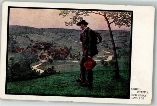 1915 sign. Strich-Chapell , Lieb Heimatland Ade Wandern Verlag Teubner